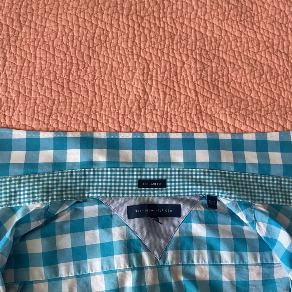 Tommy Hilfiger Blue and White Gingham Dress Shirt - Picture 7 of 9
